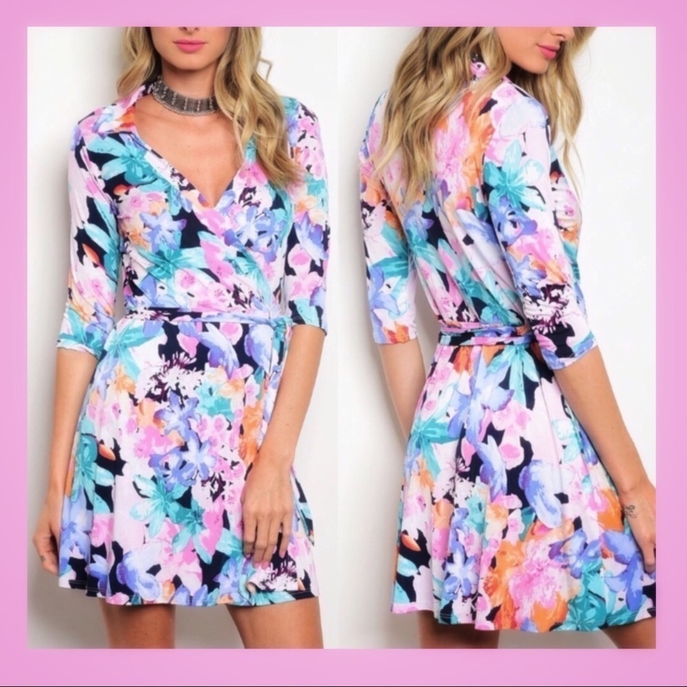 Barbiecore Floral Wrap Dress 💕